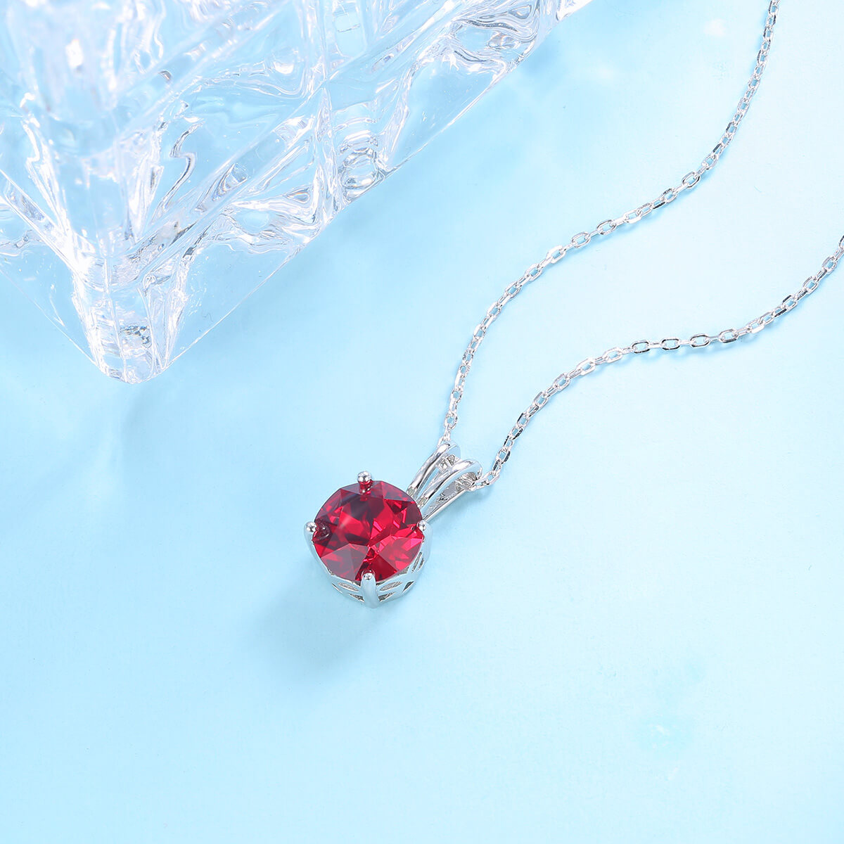 Red Crystal Solitaire Necklace