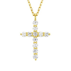 Gold and Crystal Cross Necklace