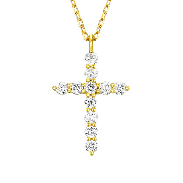 Gold and Crystal Cross Necklace