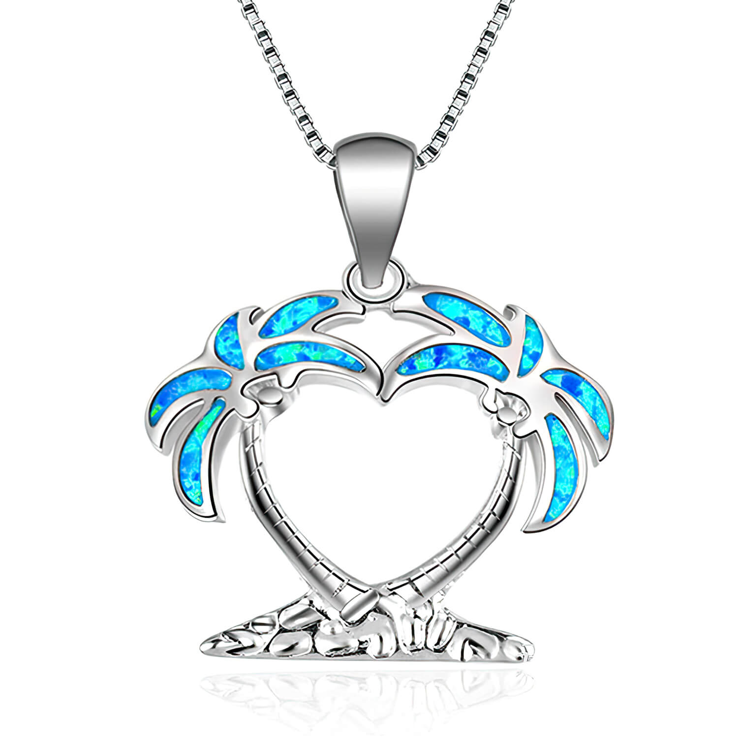 Blue Opal Palm Trees Necklace