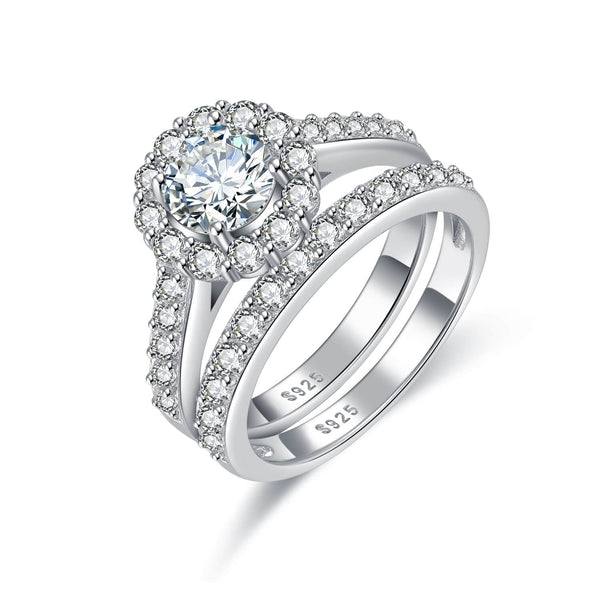 Halo Engagement Ring Set
