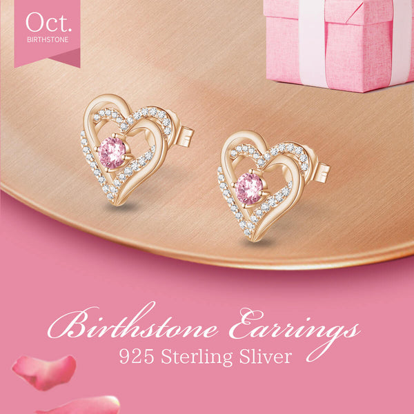 October Rose Gold Birthstone Earrings