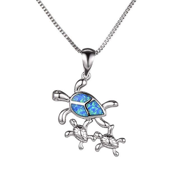 Turtle Family Blue Opal Necklace - 24 Style