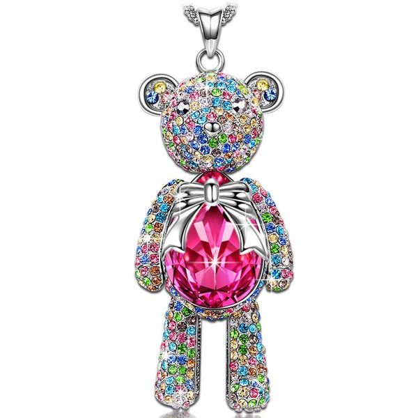 Teddy Bear Necklace with Swarovski Crystals | 24 Style