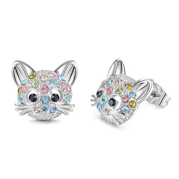Crystal Cat Stud Earrings