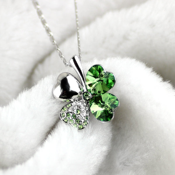 Sterling Silver 925 Heart Clover Necklace for Women.