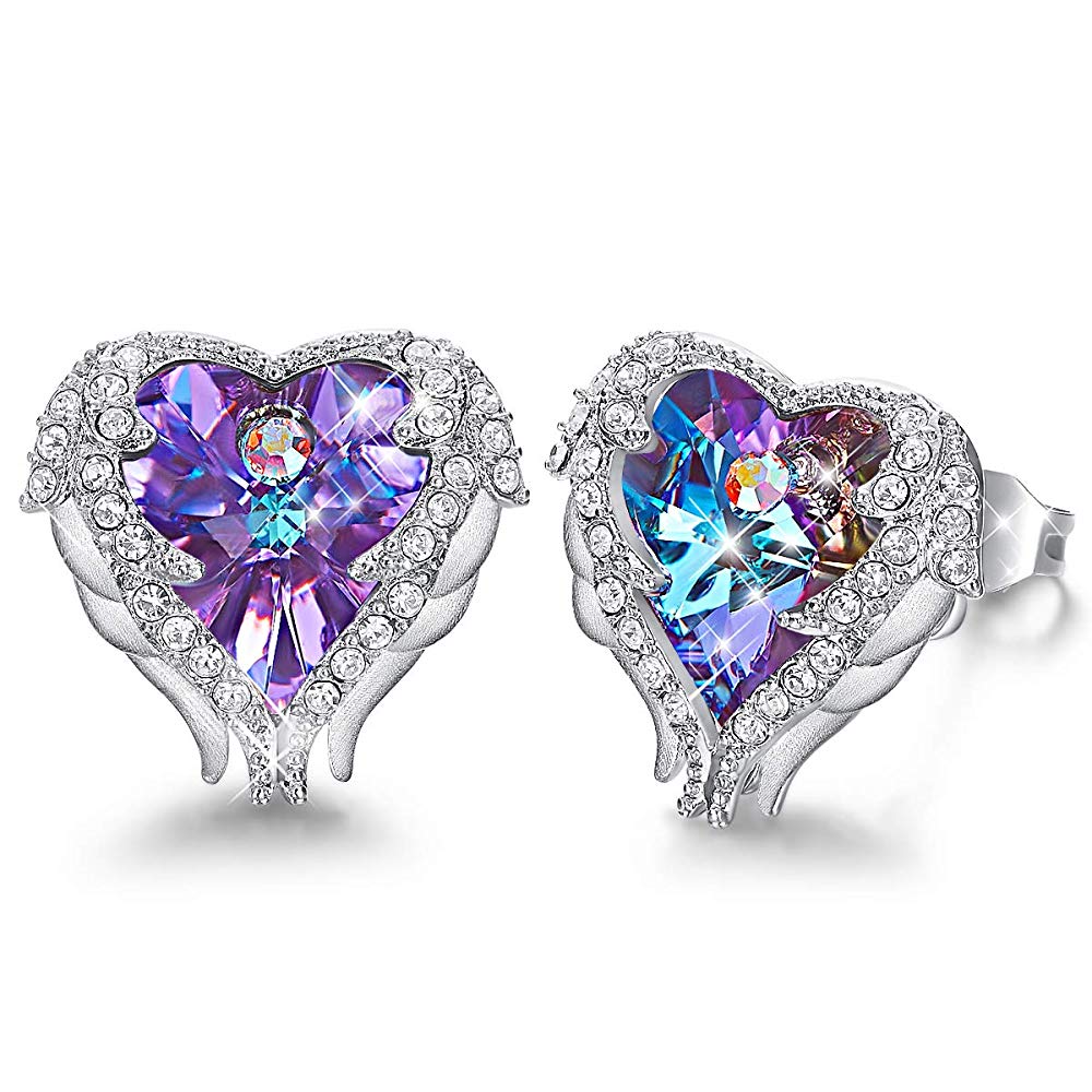 Purple Heart & Wing Earrings - 24 Style