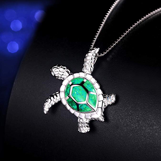 Green Opal Turtle Necklace