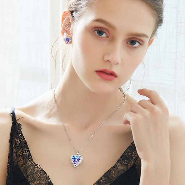 Affordable Heart Blue Zircon Diamond Crystal Pendant Necklace For Weddings  2020 Chain From Mark776, $39.04 | DHgate.Com