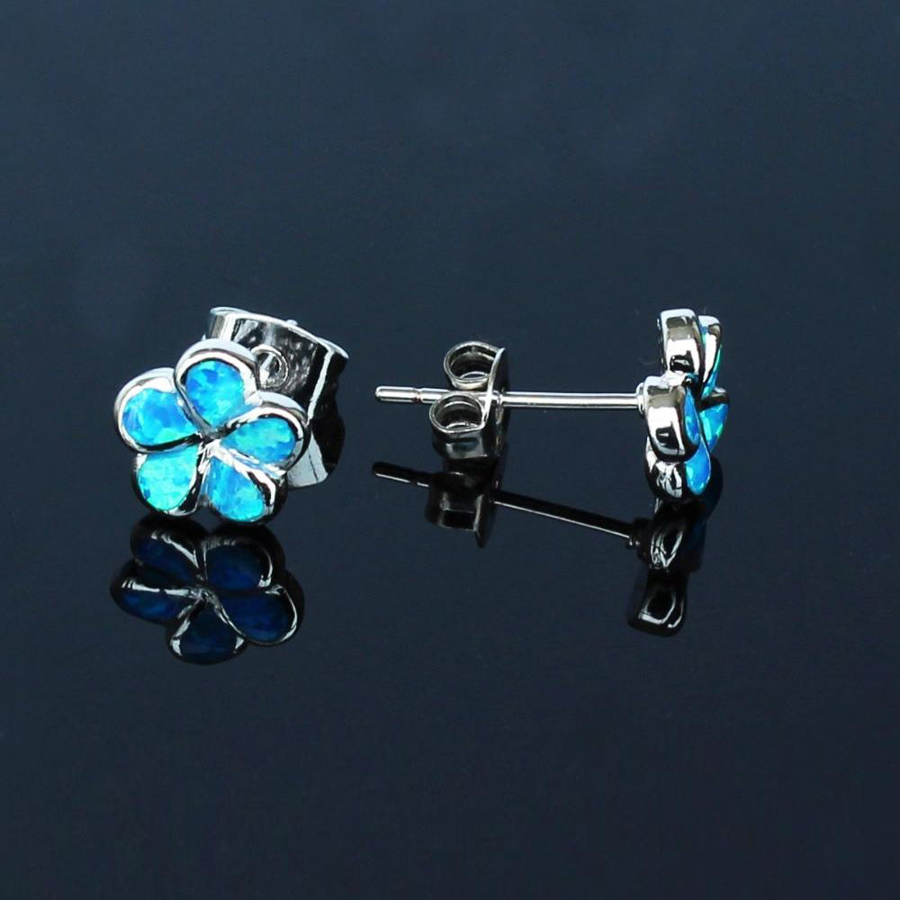 Blue Opal Flower Earrings - 24 Style
