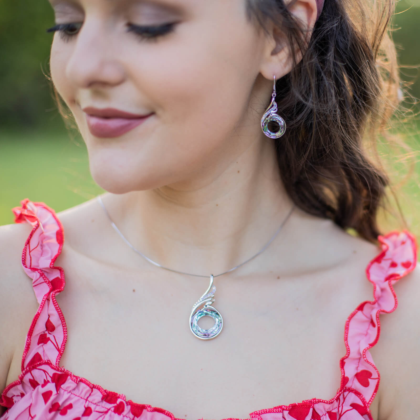 Pink Crystal Phoenix Necklace