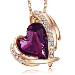 Purple & Rose Gold Angel Heart Necklace