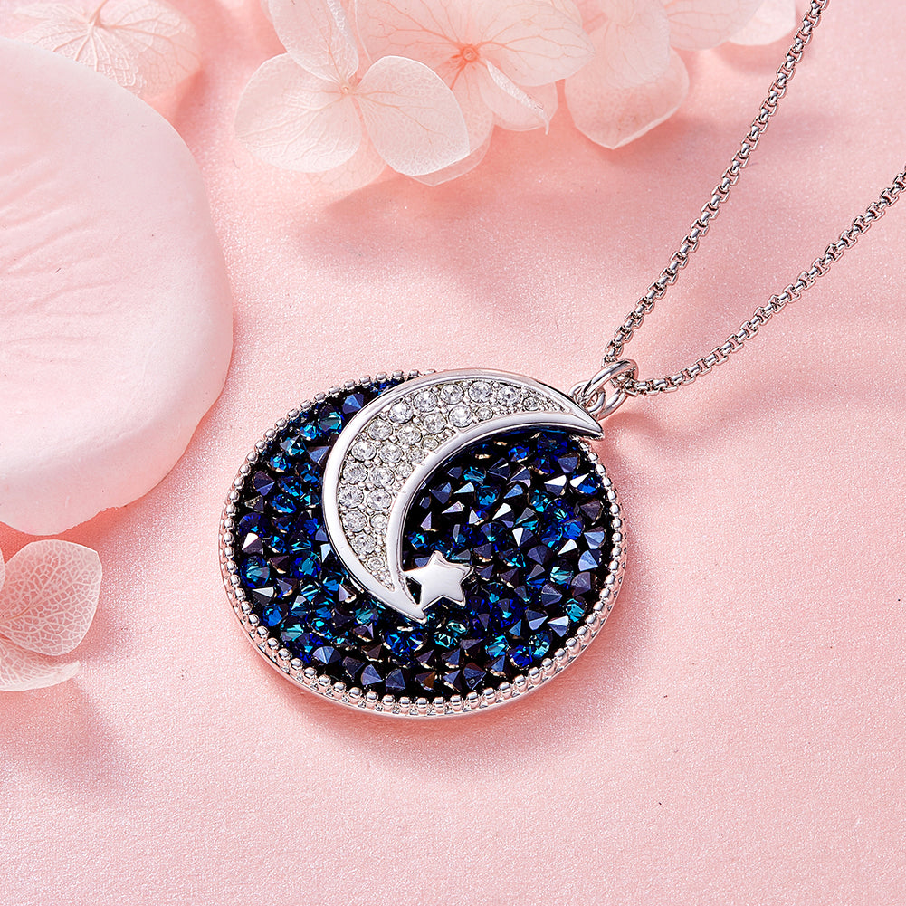 Amazon.com: Sterling Silver Crescent Moon Pendant Necklace for Women,  Multicolor Crystals from Swarovski, Anniversary Birthday Moon Jewelry Gifts  for Lovely Ladies : Clothing, Shoes & Jewelry
