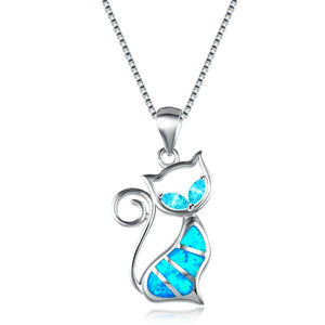 Blue Opal Cat Necklace - 24 Style