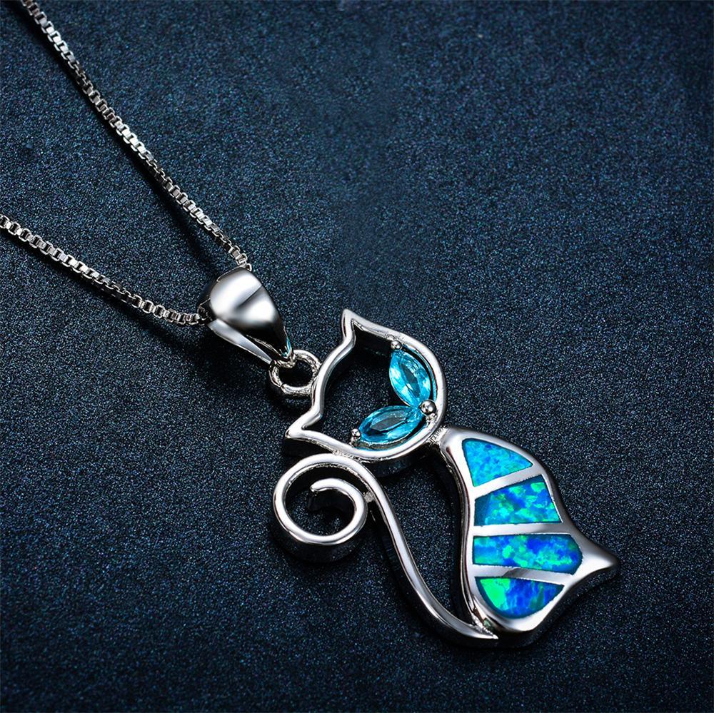 Blue Opal Cat Necklace - 24 Style