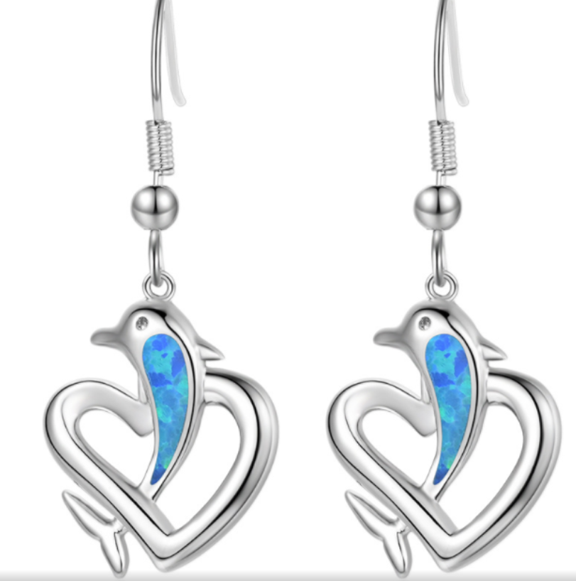 Dolphin Blue Opal Earrings