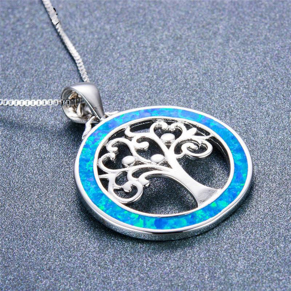 Tree of Life Blue Opal Necklace - 24 Style