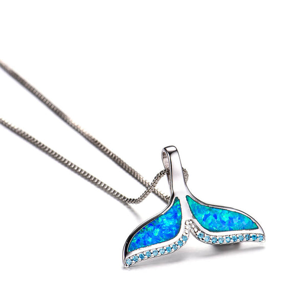 Whale Tail Blue Opal Necklace - 24 Style