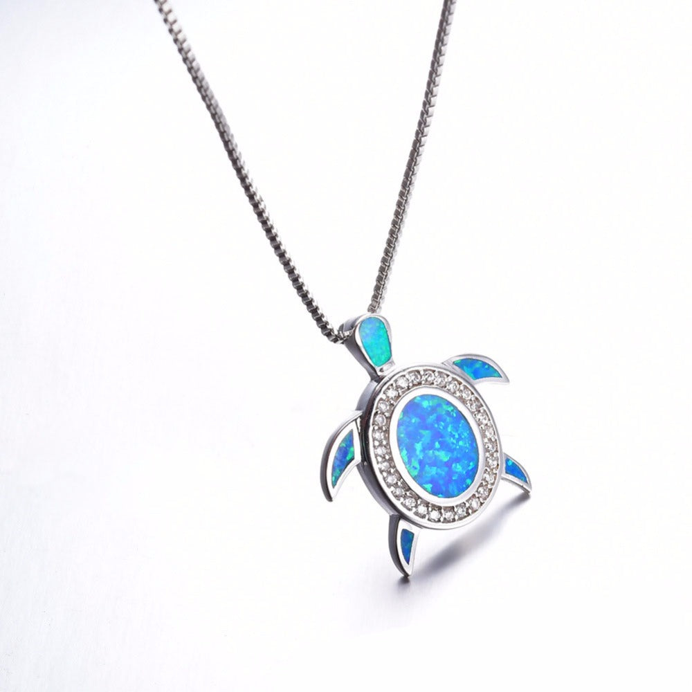 Blue Opal CZ Turtle Necklace - 24 Style
